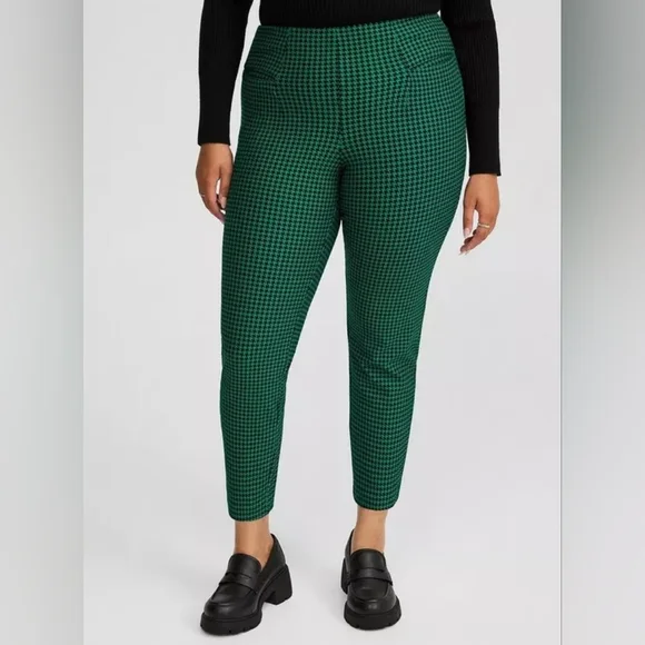 Torrid Ultramarine Green Pencil Skinny Studio Luxe Stellar Houndstooth Pant 1X - Picture 4 of 5